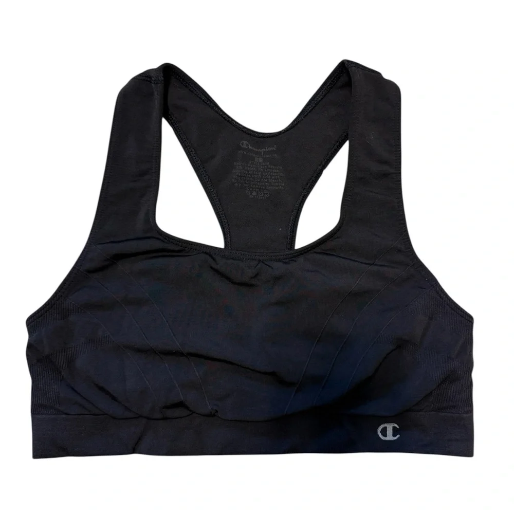 2/$15 Champion Black Racerback Sports Bra Large - Picture 1 of 4